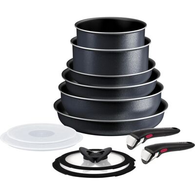 Tefal Ingenio So Light Pannenset - 12-delig - Inductie (L7239223), Pfanne + Kochtopf, Grau Tefal Ingenio So Light Pannenset - 12-delig - Inductie (L7239223), Pfanne + Kochtopf, Grau