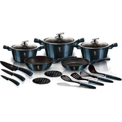BerlingerHaus GRANITE POT SET BH-6164 AQUAMARINE 17 ELEM., Pfanne + Kochtopf, Blau BerlingerHaus GRANITE POT SET BH-6164 AQUAMARINE 17 ELEM., Pfanne + Kochtopf, Blau