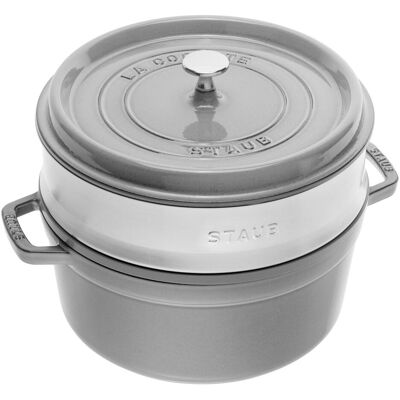 Zwilling La Cocotte Cocotte mit Dämpfeinsatz, 24 cm Graph, Pfanne + Kochtopf, Grau Zwilling La Cocotte Cocotte mit Dämpfeinsatz, 24 cm Graph, Pfanne + Kochtopf, Grau