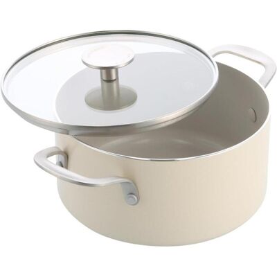 KitchenAid - Coloured Aluminum Casserole with Lid - Almond Cream - 24 cm, Pfanne + Kochtopf, Braun KitchenAid - Coloured Aluminum Casserole with Lid - Almond Cream - 24 cm, Pfanne + Kochtopf, Braun