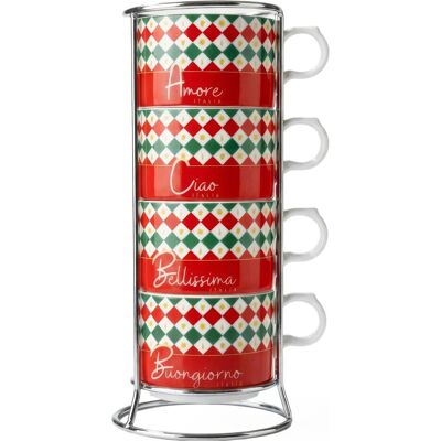 Bialetti Tasse, Cappuccinotasse Italia Damier, 160 ml, 4 Tassen (160 ml, 4x) Bialetti Tasse, Cappuccinotasse Italia Damier, 160 ml, 4 Tassen (160 ml, 4x)