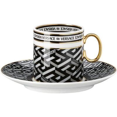 Versace La Greca Signature Schwarzes Espresso-Set - Porzellan Versace La Greca Signature Schwarzes Espresso-Set - Porzellan