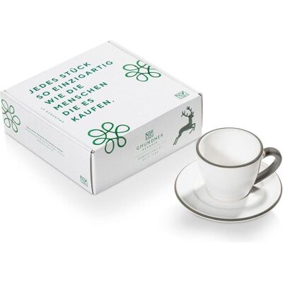 Gmundner Keramik, Tasse, Grauer Rand Espresso für Dich/2tlg.im Geschenkk. (2x) Gmundner Keramik, Tasse, Grauer Rand Espresso für Dich/2tlg.im Geschenkk. (2x)