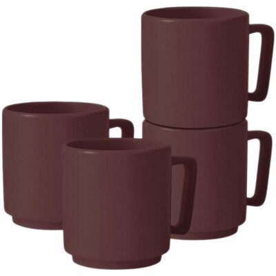 BerlingerHaus, Tasse, Design Tassen aus Steingut, 300ml, 4 Stück, bordeaux (300 ml, 4x) BerlingerHaus, Tasse, Design Tassen aus Steingut, 300ml, 4 Stück, bordeaux (300 ml, 4x)