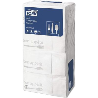 Tork 200 Bestecktaschen Soft Guten Appetit weiss 9,8 x 19,8 cm, Besteckkasten, Weiss Tork 200 Bestecktaschen Soft Guten Appetit weiss 9,8 x 19,8 cm, Besteckkasten, Weiss