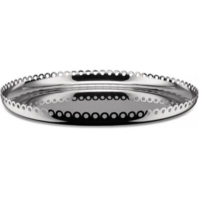 Alessi Serviergeschirr, Servierplatte EDGES silberfarben Alessi Serviergeschirr, Servierplatte EDGES silberfarben