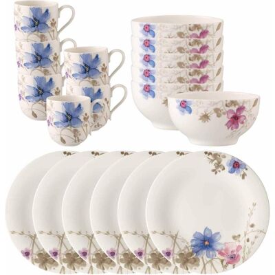 Villeroy & Boch Geschirrset, Mariefleur Gris Basic Frühstücks-Set Villeroy & Boch Geschirrset, Mariefleur Gris Basic Frühstücks-Set