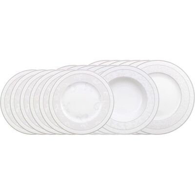 Villeroy & Boch Gray Pearl Teller-Set, Teller, Weiss, Grau Villeroy & Boch Gray Pearl Teller-Set, Teller, Weiss, Grau