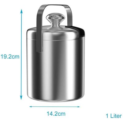 Intirilife Edelstahl Eiskübel Set - Silber - 1L Intirilife Edelstahl Eiskübel Set - Silber - 1L
