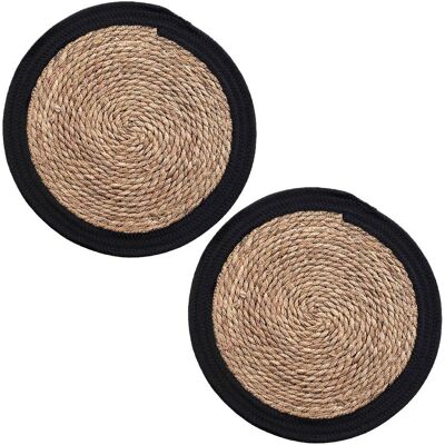 Natura Punto, Tischset, 2er-Set Platzdeckchen Tischset Stroh Geflecht mit Baumwolle, braun, schwarz (2 Stk.) Natura Punto, Tischset, 2er-Set Platzdeckchen Tischset Stroh Geflecht mit Baumwolle, braun, schwarz (2 Stk.)