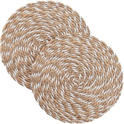 Natura Punto, Tischset, Tischset Stroh Geflecht, 2er-Set, Platzdeckchen rund, braun, weiss (2 Stk.) Natura Punto, Tischset, Tischset Stroh Geflecht, 2er-Set, Platzdeckchen rund, braun, weiss (2 Stk.)