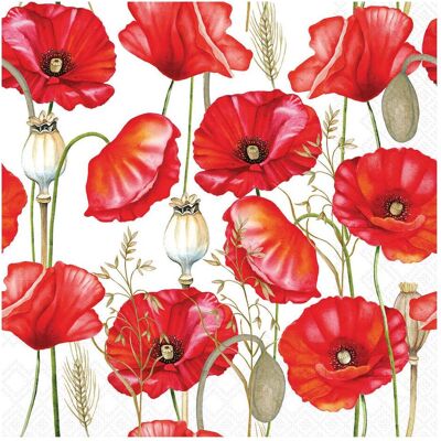 Ambiente, Servietten, Serviette Poppy over White (20 Stk., 33 x 33 cm) Ambiente, Servietten, Serviette Poppy over White (20 Stk., 33 x 33 cm)