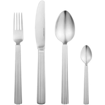 Georg Jensen 4 kuverter - Rustfrit stål - Mat, Besteck, Silber Georg Jensen 4 kuverter - Rustfrit stål - Mat, Besteck, Silber