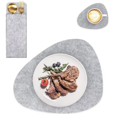 Intirilife 6x Felt-Unterleger-Set - Grau - Placemat set Intirilife 6x Felt-Unterleger-Set - Grau - Placemat set