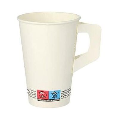 Papstar, Einweggeschirr, Papp-Trinkbecher mit Henkel, 0,2 l, weiá Papstar, Einweggeschirr, Papp-Trinkbecher mit Henkel, 0,2 l, weiá
