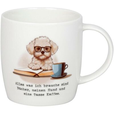 Könitz, Tasse, Teetasse Bücher, Hund & Kaffee 400 ml, Weiss (400 ml, 1x) Könitz, Tasse, Teetasse Bücher, Hund & Kaffee 400 ml, Weiss (400 ml, 1x)