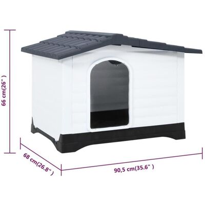 vidaXL Hundehütte Grau 90,5x68x66 cm Polypropylen - Hundehütte vidaXL Hundehütte Grau 90,5x68x66 cm Polypropylen - Hundehütte