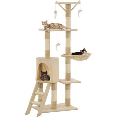 vidaXL Katzenspielbaum mit Sisal - 138cm Beige vidaXL Katzenspielbaum mit Sisal - 138cm Beige