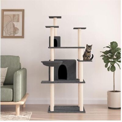 vidaXL Katzenbaum mit Sisal Kratzpfosten 166 cm - dunkelgrau vidaXL Katzenbaum mit Sisal Kratzpfosten 166 cm - dunkelgrau