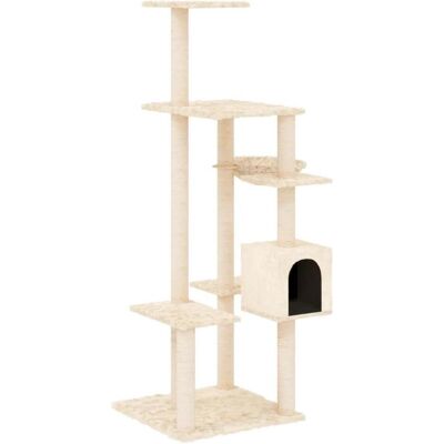 vidaXL Kratzbaum mit Sisal, Creme, 142 cm - Katzenturm vidaXL Kratzbaum mit Sisal, Creme, 142 cm - Katzenturm