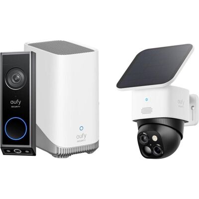 eufy, Klingel + Türsprechanlage, Video Doorbell E340 + HomeBase 3 + Solocam S340 - Bundelvoordeel (Kabelgebunden, Kabellos, WLAN) eufy, Klingel + Türsprechanlage, Video Doorbell E340 + HomeBase 3 + Solocam S340 - Bundelvoordeel (Kabelgebunden, Kabellos, WLAN)