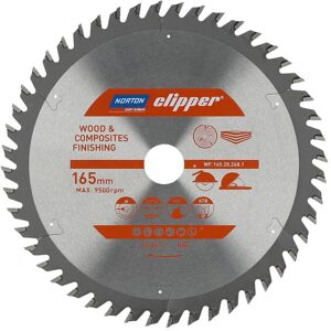 Norton Kreissägeblatt - 165mm, Hartmetall, 48 Zähne - Holz & Verbundstoffe Norton Kreissägeblatt - 165mm, Hartmetall, 48 Zähne - Holz & Verbundstoffe