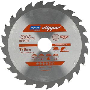 NORTON CLIPPER Hartmetallkreissägeblatt - 190mm - 24 Zähne - Robust & Zuverlässig NORTON CLIPPER Hartmetallkreissägeblatt - 190mm - 24 Zähne - Robust & Zuverlässig