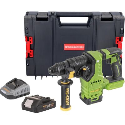 Procraft, Bohrmaschine + Akkuschrauber, PHA30bb Akku Bohrhammer 20 V 2,8 J SDS plus Brushless + 1x Akku 2,0 Ah + Ladegerät + RHINO (Bohrhammer) Procraft, Bohrmaschine + Akkuschrauber, PHA30bb Akku Bohrhammer 20 V 2,8 J SDS plus Brushless + 1x Akku 2,0 Ah + Ladegerät + RHINO (Bohrhammer)
