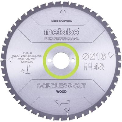 Metabo 216mm Kreissägeblatt - 48 Zähne für kabelloses Holzsägen Metabo 216mm Kreissägeblatt - 48 Zähne für kabelloses Holzsägen