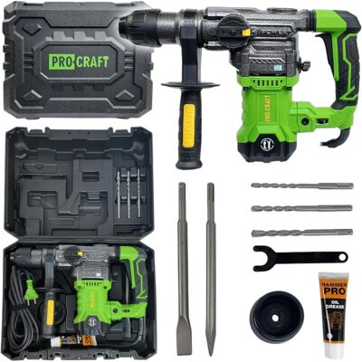 Procraft, Bohrmaschine + Akkuschrauber, BH1800 Kombihammer 1500 Watt 5,5 Joule SDS-Plus (Bohrhammer) Procraft, Bohrmaschine + Akkuschrauber, BH1800 Kombihammer 1500 Watt 5,5 Joule SDS-Plus (Bohrhammer)
