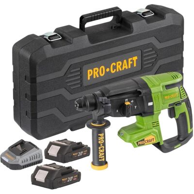 Procraft, Bohrmaschine + Akkuschrauber, PHA40bb-c Akku Bohrhammer 20 V 2,6 J SDS plus Brushless + 2x Akku 2,0 Ah + Ladegerät + (Bohrhammer) Procraft, Bohrmaschine + Akkuschrauber, PHA40bb-c Akku Bohrhammer 20 V 2,6 J SDS plus Brushless + 2x Akku 2,0 Ah + Ladegerät + (Bohrhammer)