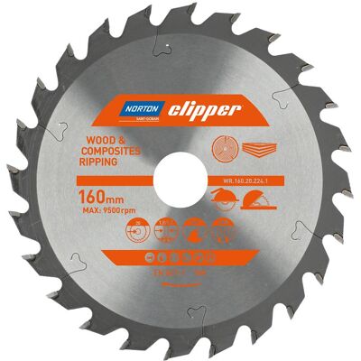 Norton - 160x20x24T - Holz/Verbund - Kreissägeblatt Norton - 160x20x24T - Holz/Verbund - Kreissägeblatt