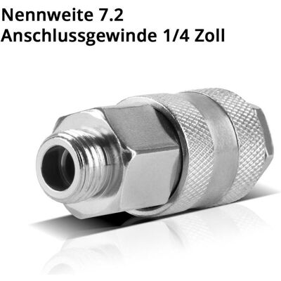 Stahlwerk, Zubehör Druckluftwerkzeug, 10er Set Druckluft-Schnellkupplung NW 7.2 mit 1/4 Zoll Aussengewinde Stahlwerk, Zubehör Druckluftwerkzeug, 10er Set Druckluft-Schnellkupplung NW 7.2 mit 1/4 Zoll Aussengewinde