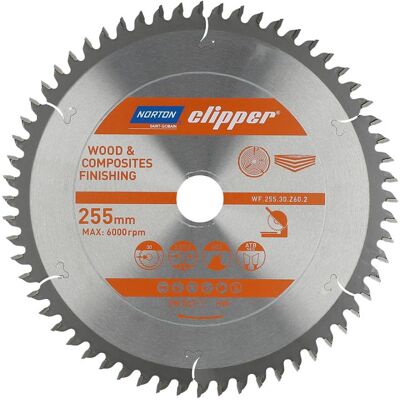 Norton 255mm x 30mm Kreissägeblatt für Holz & Verbundstoffe Norton 255mm x 30mm Kreissägeblatt für Holz & Verbundstoffe