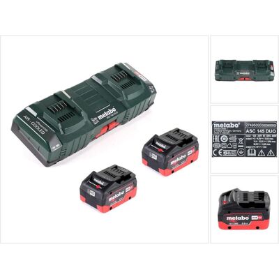 Metabo - Werkzeugakku + Ladegerät, Basis Set mit 2x Akku LIHD 5,5Ah + ASC 145 DUO Metabo - Werkzeugakku + Ladegerät, Basis Set mit 2x Akku LIHD 5,5Ah + ASC 145 DUO