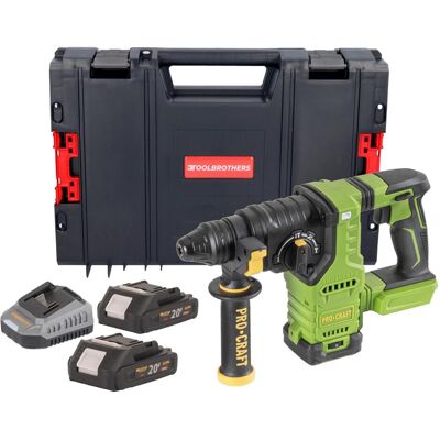 Procraft, Bohrmaschine + Akkuschrauber, PHA30bb Akku Bohrhammer 20 V 2,8 J SDS plus Brushless + 2x Akku 2,0 Ah + Ladegerät + RHINO (Bohrhammer) Procraft, Bohrmaschine + Akkuschrauber, PHA30bb Akku Bohrhammer 20 V 2,8 J SDS plus Brushless + 2x Akku 2,0 Ah + Ladegerät + RHINO (Bohrhammer)