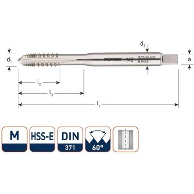 Rotec, Gewindeschneider + Gewindebohrer, 333.0400 HSS-E UNI Maschinengewindebohrer DL DIN 371B M 4x0,7/gebrochenes Gewinde Rotec, Gewindeschneider + Gewindebohrer, 333.0400 HSS-E UNI Maschinengewindebohrer DL DIN 371B M 4x0,7/gebrochenes Gewinde