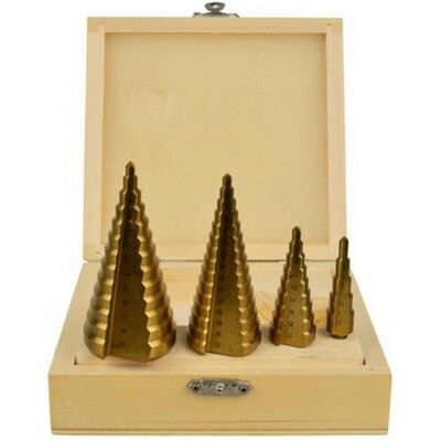 GEKO Stufenbohrer Set - 4 Größen 4-39mm - Für Holz, Kunststoff, Metall GEKO Stufenbohrer Set - 4 Größen 4-39mm - Für Holz, Kunststoff, Metall