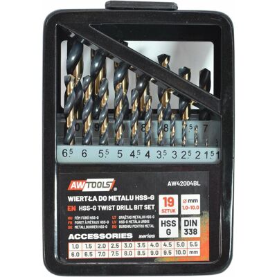 Awtools, Bohrereinsatz, HSS-Metallbohrer-Set M2, 19-teilig. (1.0-10 mm) Awtools, Bohrereinsatz, HSS-Metallbohrer-Set M2, 19-teilig. (1.0-10 mm)