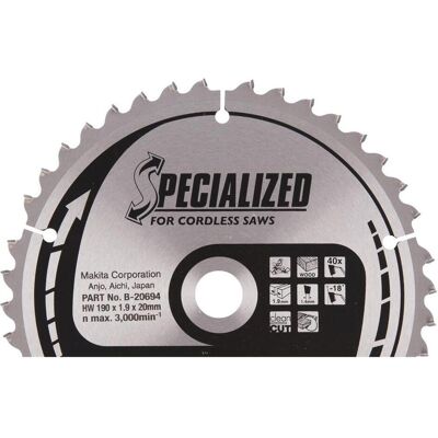 Makita B-20694 TCT Säge 190x20mm - 40 Zähne Makita B-20694 TCT Säge 190x20mm - 40 Zähne