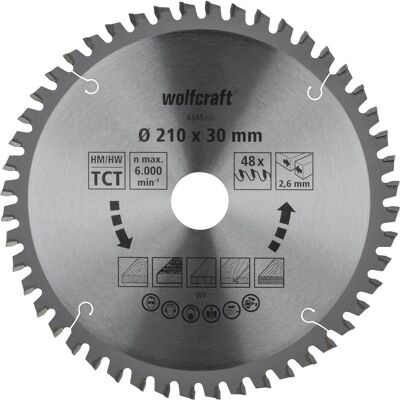 wolfcraft, Sägeblatt, 1 Kapp/Gehr.sägeblatt HM 48 Zähne ø210mm wolfcraft, Sägeblatt, 1 Kapp/Gehr.sägeblatt HM 48 Zähne ø210mm