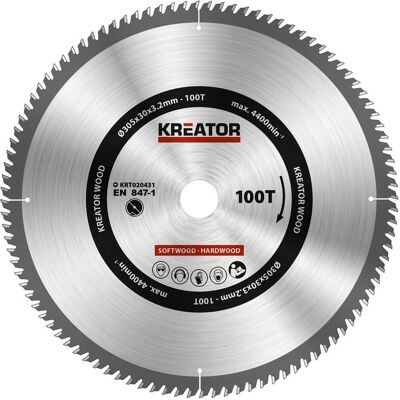 Kreator, Sägeblatt, KRT020431 SAW Blade Wood - 305mm100T (KRT020431) Kreator, Sägeblatt, KRT020431 SAW Blade Wood - 305mm100T (KRT020431)