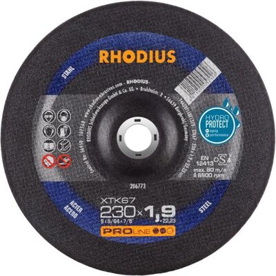 Rhodius XTK67 Trennscheibe - 230x1,9mm - Rhodium - Langlebig, Geringe Funkenschlag Rhodius XTK67 Trennscheibe - 230x1,9mm - Rhodium - Langlebig, Geringe Funkenschlag
