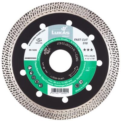 Lukas, Sägeblatt, LUKAS-ERZETT A344091151110013 DiamantFAST CUT S10 115 Diamanttrennscheibe 1 S Lukas, Sägeblatt, LUKAS-ERZETT A344091151110013 DiamantFAST CUT S10 115 Diamanttrennscheibe 1 S