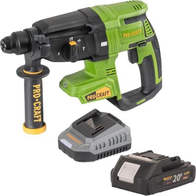 Procraft, Bohrmaschine + Akkuschrauber, PHA40bb Akku Bohrhammer 20 V 2,6 J SDS plus Brushless + 1x Akku 2,0 Ah + Ladegerät (Bohrhammer) Procraft, Bohrmaschine + Akkuschrauber, PHA40bb Akku Bohrhammer 20 V 2,6 J SDS plus Brushless + 1x Akku 2,0 Ah + Ladegerät (Bohrhammer)