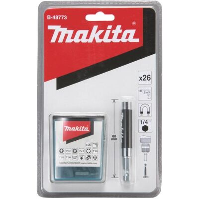 Makita B-48773 Magnetischer Bithalter 80mm + 25 Twist-Bits - Bits und Bithalter Makita B-48773 Magnetischer Bithalter 80mm + 25 Twist-Bits - Bits und Bithalter