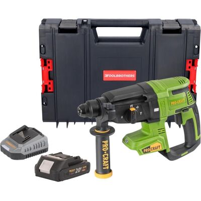 Procraft, Bohrmaschine + Akkuschrauber, PHA40bb Akku Bohrhammer 20 V 2,6 J SDS plus Brushless + 1x Akku 2,0 Ah + Ladegerät + RHINO (Bohrhammer) Procraft, Bohrmaschine + Akkuschrauber, PHA40bb Akku Bohrhammer 20 V 2,6 J SDS plus Brushless + 1x Akku 2,0 Ah + Ladegerät + RHINO (Bohrhammer)