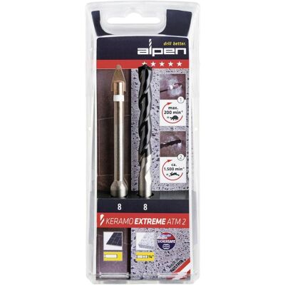 Alpen Keramo extreme ATM2 300082100 Glas- und Fliesenbohrer - 8 mm Set Alpen Keramo extreme ATM2 300082100 Glas- und Fliesenbohrer - 8 mm Set