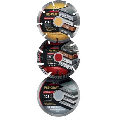 Procraft, Sägeblatt, DS3.125 Diamanttrennscheiben set 3 tlg. 125 x 22,23 mm Procraft, Sägeblatt, DS3.125 Diamanttrennscheiben set 3 tlg. 125 x 22,23 mm