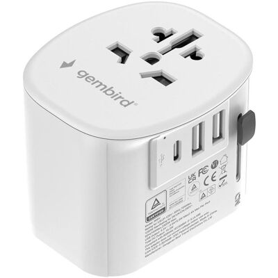 Gembird Reiseadapter, Erdungsadapter mit 15 W, universell Gembird Reiseadapter, Erdungsadapter mit 15 W, universell